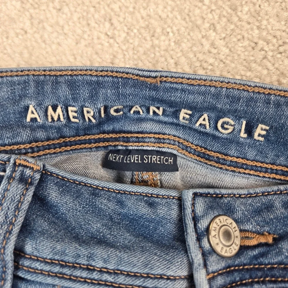 American Eagle Kick Boot Next Level Stretch Jeans Medium Wash Blue Womens 10 Reg